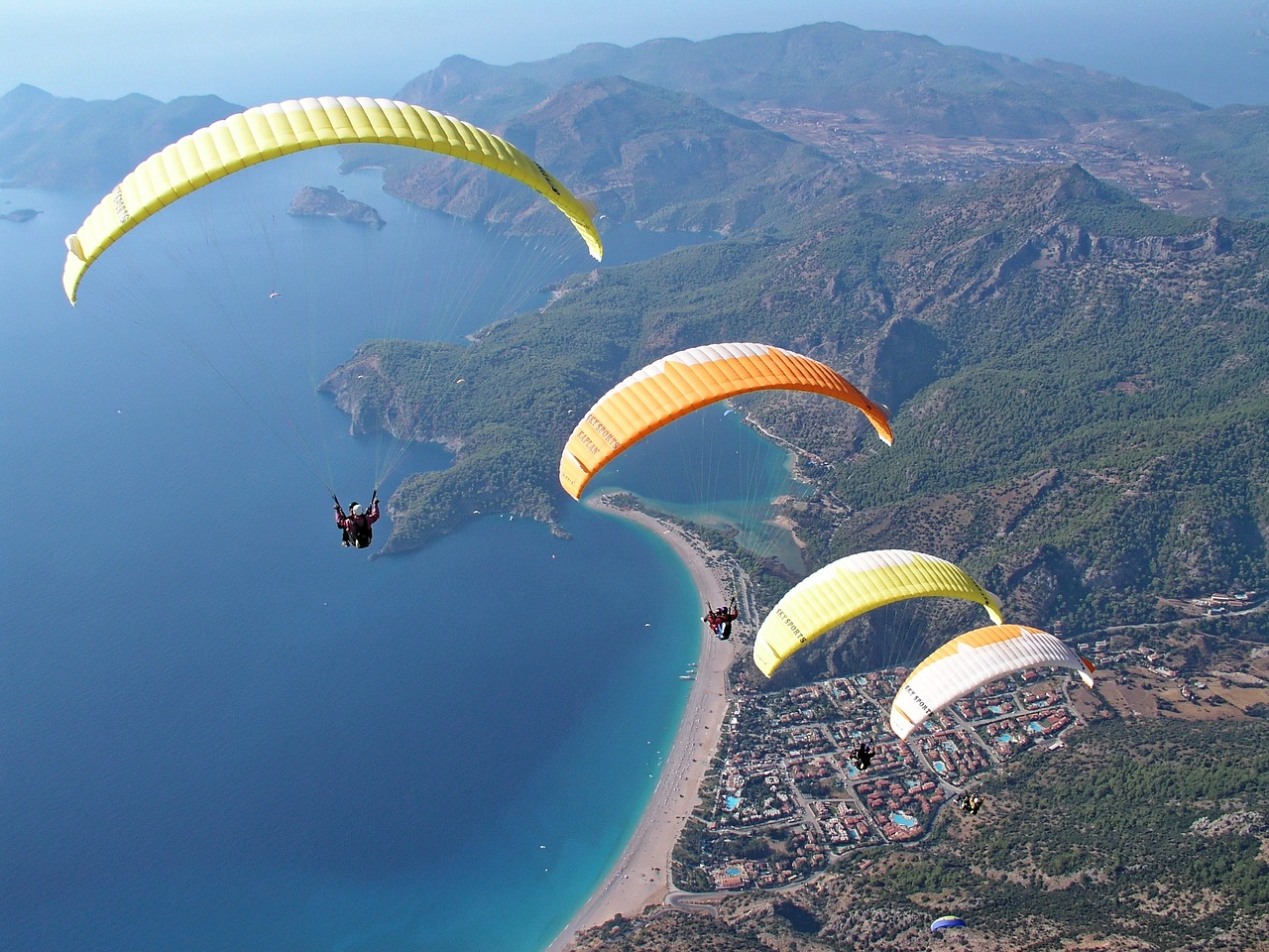 paragliding, parachute, sky